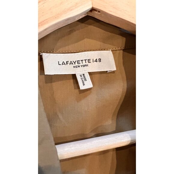 NEW LAFAYETTE 148 NEW YORK BELTED ORGANIC COTTON POPLIN WRAP DRESS Size M - Picture 6 of 8